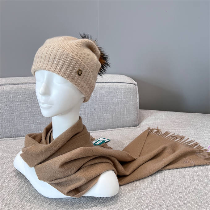 loro piana cashmere beanie with fox pom pom